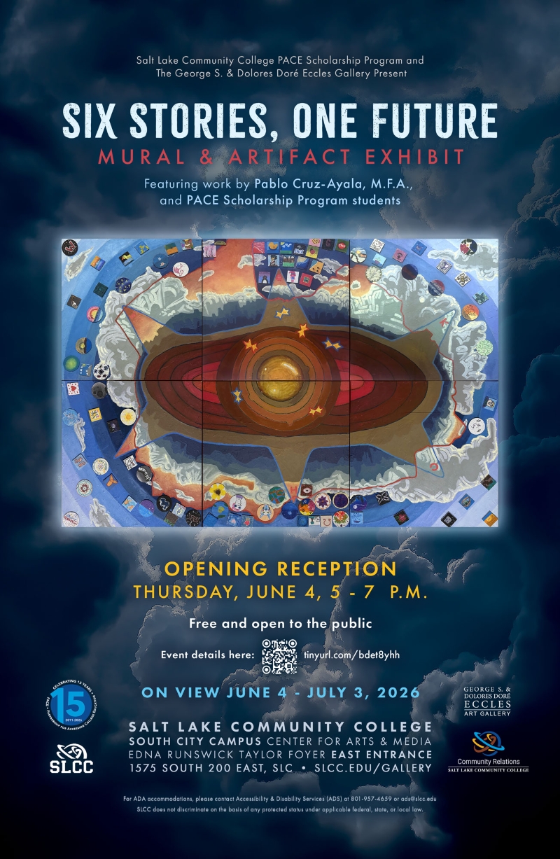 Six Stories, One Future mural and artifact exhibit poster