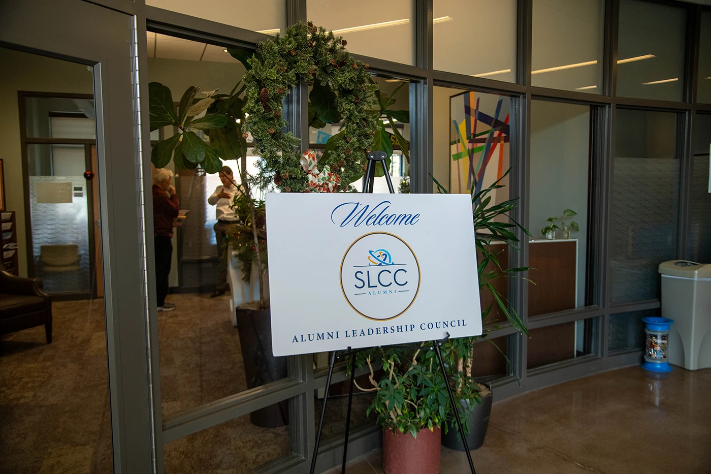 Sign reading Welcome SLCC Alumni Leadership Council