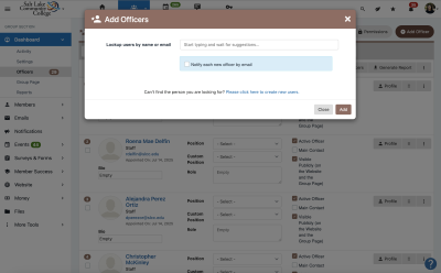 Search for user and click Add
