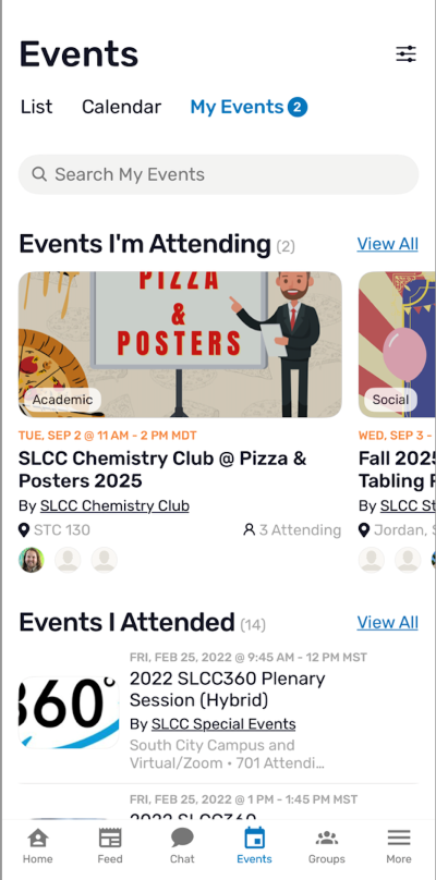 Finding event to manage