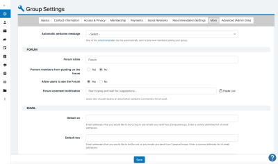 More settings options