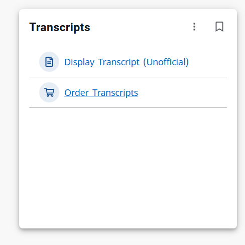 Transcripts Card in MySLCC